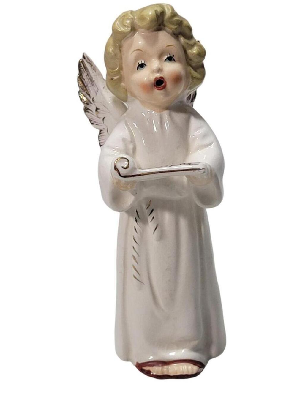Vintage Napco Porcelain Singing Choir Angel Figurine 5" Japan